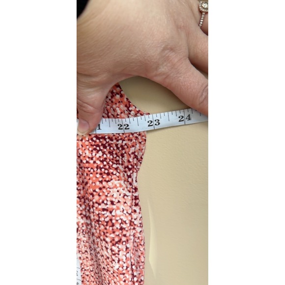 Talbots Tie Neck Sleeveless Blouse Abstract Dot Pink White Size XL Stretch Boho - Picture 7 of 9